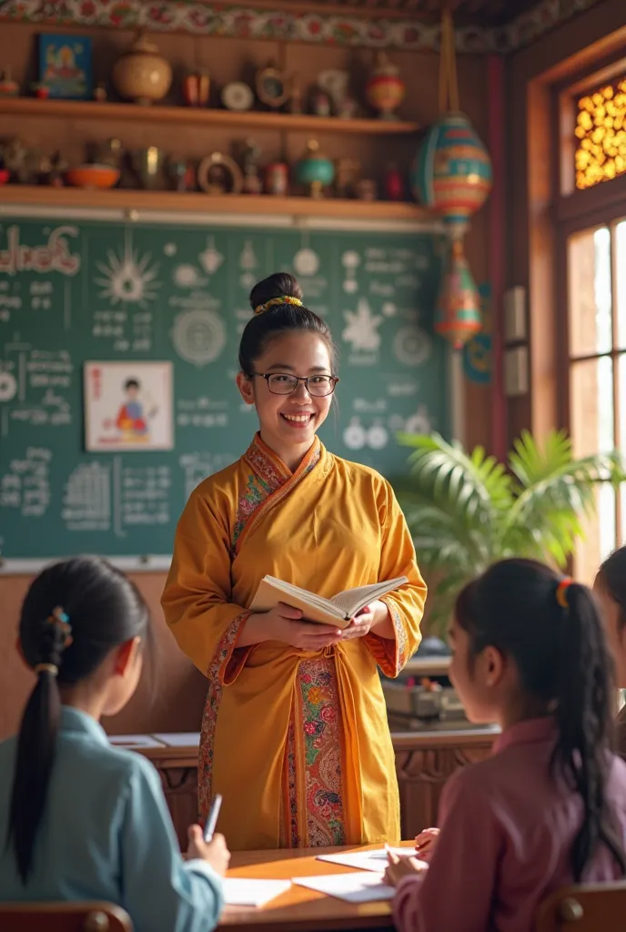 Teacher teaches Thai language to students 