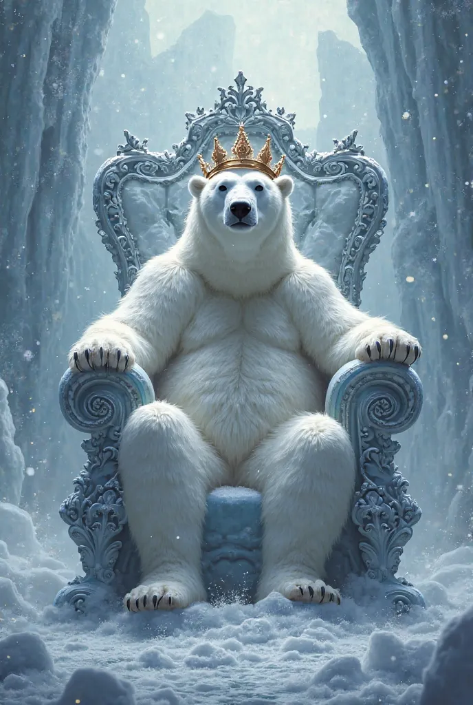  Create banner with polar bear sitting on throne with crown 