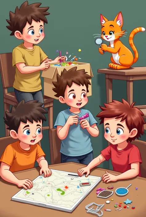 Image Suggestion: A montage of the siblings gathering items: Sam drawing the map, Max decorating the shoebox with glitter, and Mia holding the magnifying glass. Whiskers could be sitting on the table, watching them with a bemused expression.

Mood: Fun and...