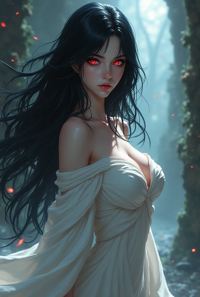  Woman, black-haired girl, Red Eyes, big breasts, white clothes, Story of Naruto Shippuden