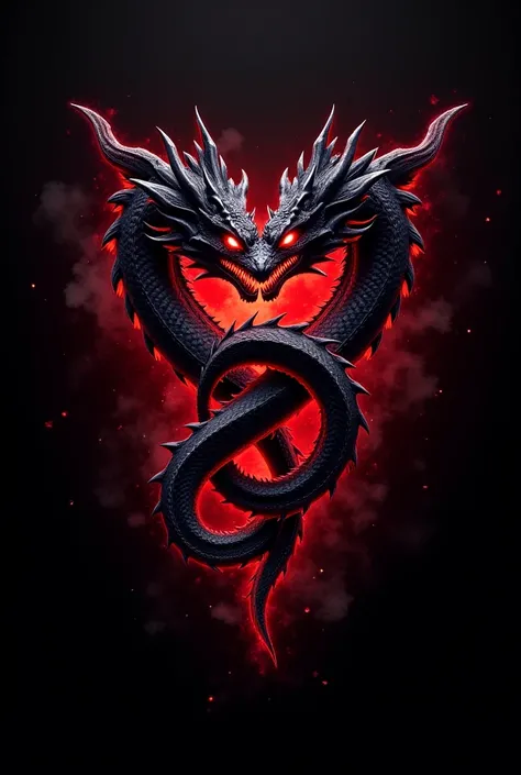  Make a logo with three red-eyed dragons and black with red auras with the name Dragons Fury