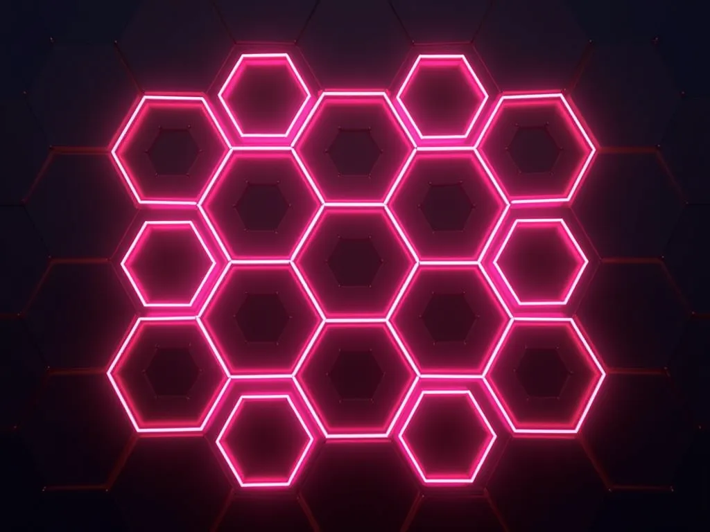 create a honeycomb futuristic pattern with neon lights