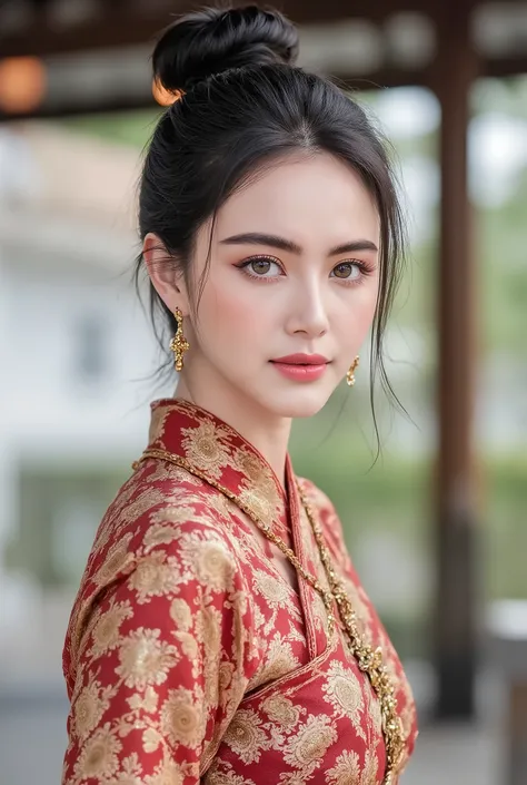 (masterpiece), brush painting, breathtaking Thai ancient woman, (Thai ancient dress), long flowing hair, (elegant full body pose), (frontal view), highlighted intricate details, vibrant ink strokes, harmonious color palette, showcasing grace and beauty, wi...