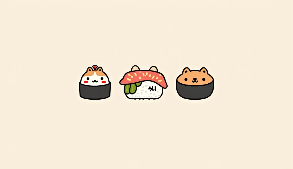 Generate multiple logos of cats and bears、Create an image of the sushi roll with the name 「ROOM」 ,Shopping,