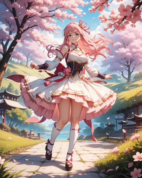 Magical Girl　miniskirt　knee-high　long hair　pink hair　 Sakurabuki