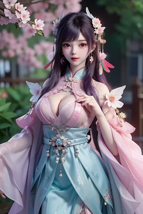 (8k, RAW photo:1.2), best quality, ultra high res,dramatic angle,(fluttered detailed color splashs), (illustration),(((1 girl))),(long hair),(rain:0.9), (Headdress:1.4),There is an ancient palace beside the girl,Hanfu,(Key Points),Color ink painting,(Splas...