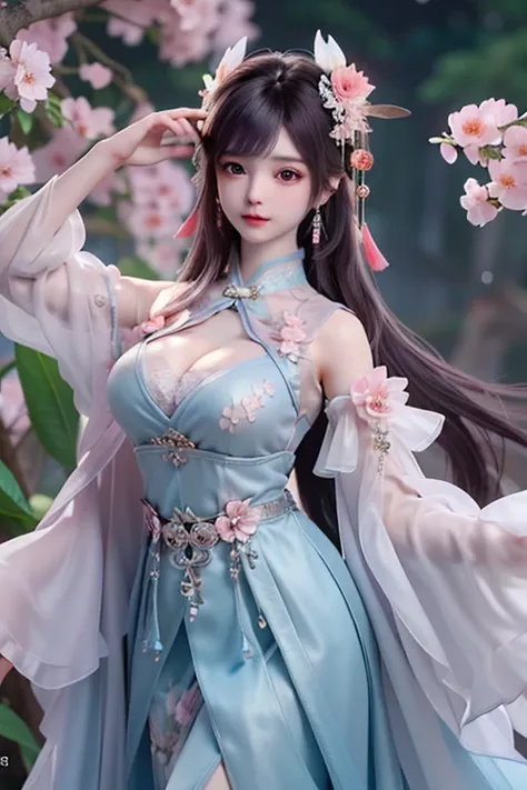 (8k, RAW photo:1.2), best quality, ultra high res,dramatic angle,(fluttered detailed color splashs), (illustration),(((1 girl))),(long hair),(rain:0.9), (Headdress:1.4),There is an ancient palace beside the girl,Hanfu,(Key Points),Color ink painting,(Splas...