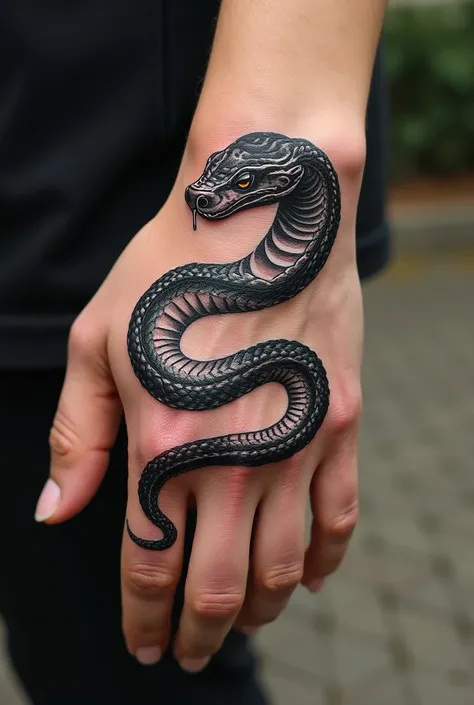 Snake tattoo on hand 