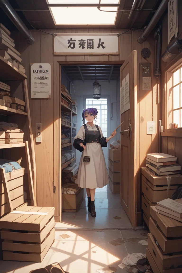 with a rusty purple sign「level 6 」The area around the heavy iron door。
is messy like a storeroom and there is a stand with thin documents written on it、is covered with dust。and、An ancient book sealed with a light stain 、a dark fluorescent light is lit。
Rig...