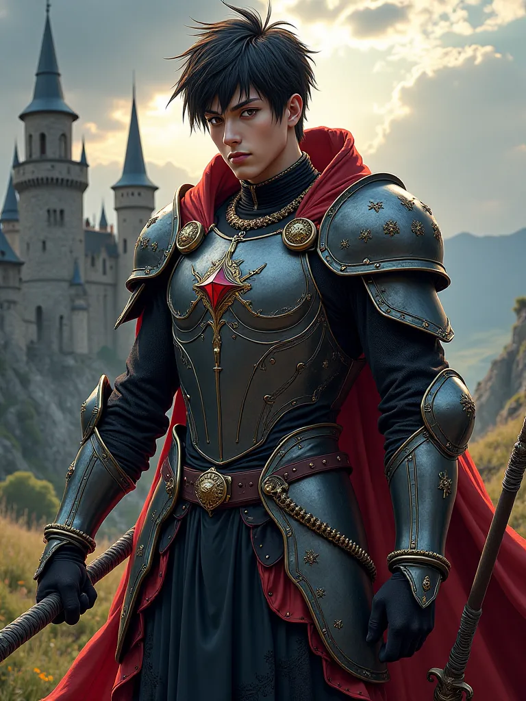 Transforms the image into an anime character using medieval armor 