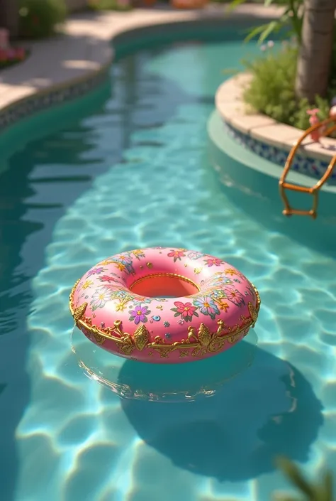 Scenery of a float floating in a pool