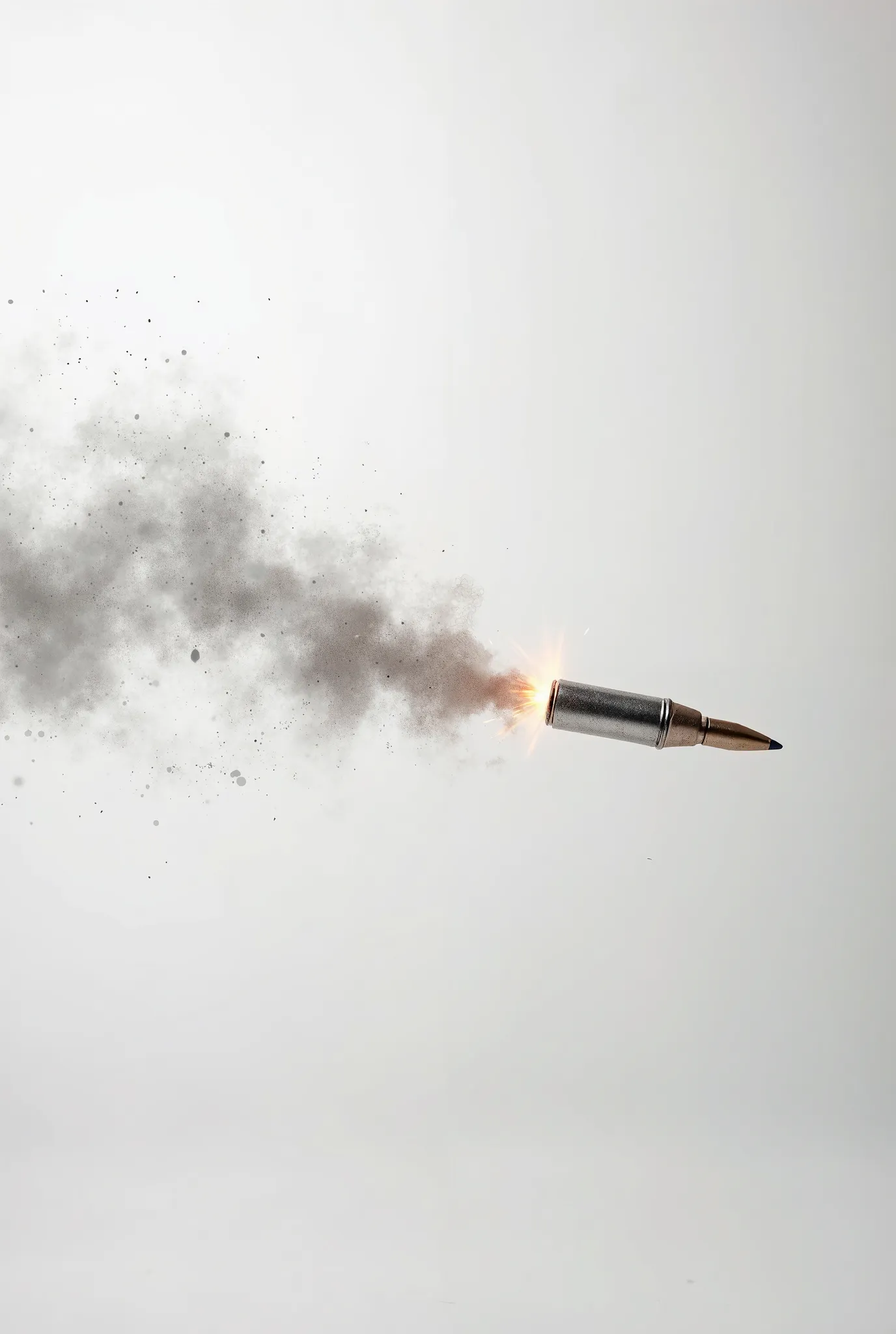 Photograph shooting from a firearm, Just the bullet trail, On white background, 8k, detailed, Realistic image