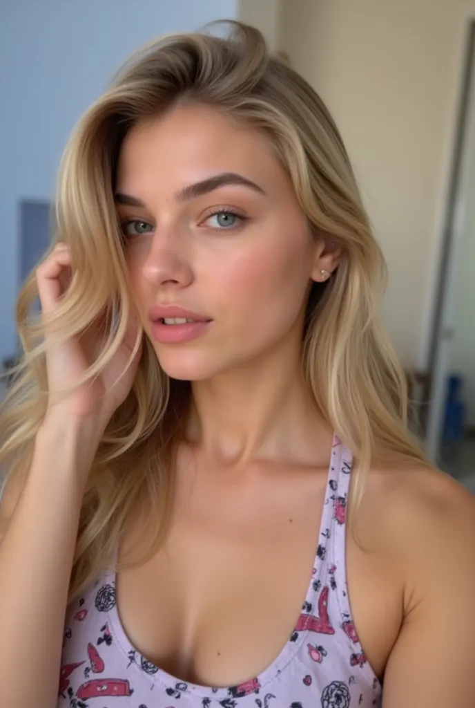 Belle fille parfaite, elle a 18 ans, elle a un sac a dos scolaire. Elle est en crop top. Elle est parfaite, super belle, elle est blonde. Elle a du maquillage, ce qui la rend encore plus belle cheveux lisses