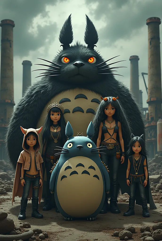 A Metal Band With Totoro, chihiro, chat bus, Kiki the Little Witch, Princess Mononoke. 