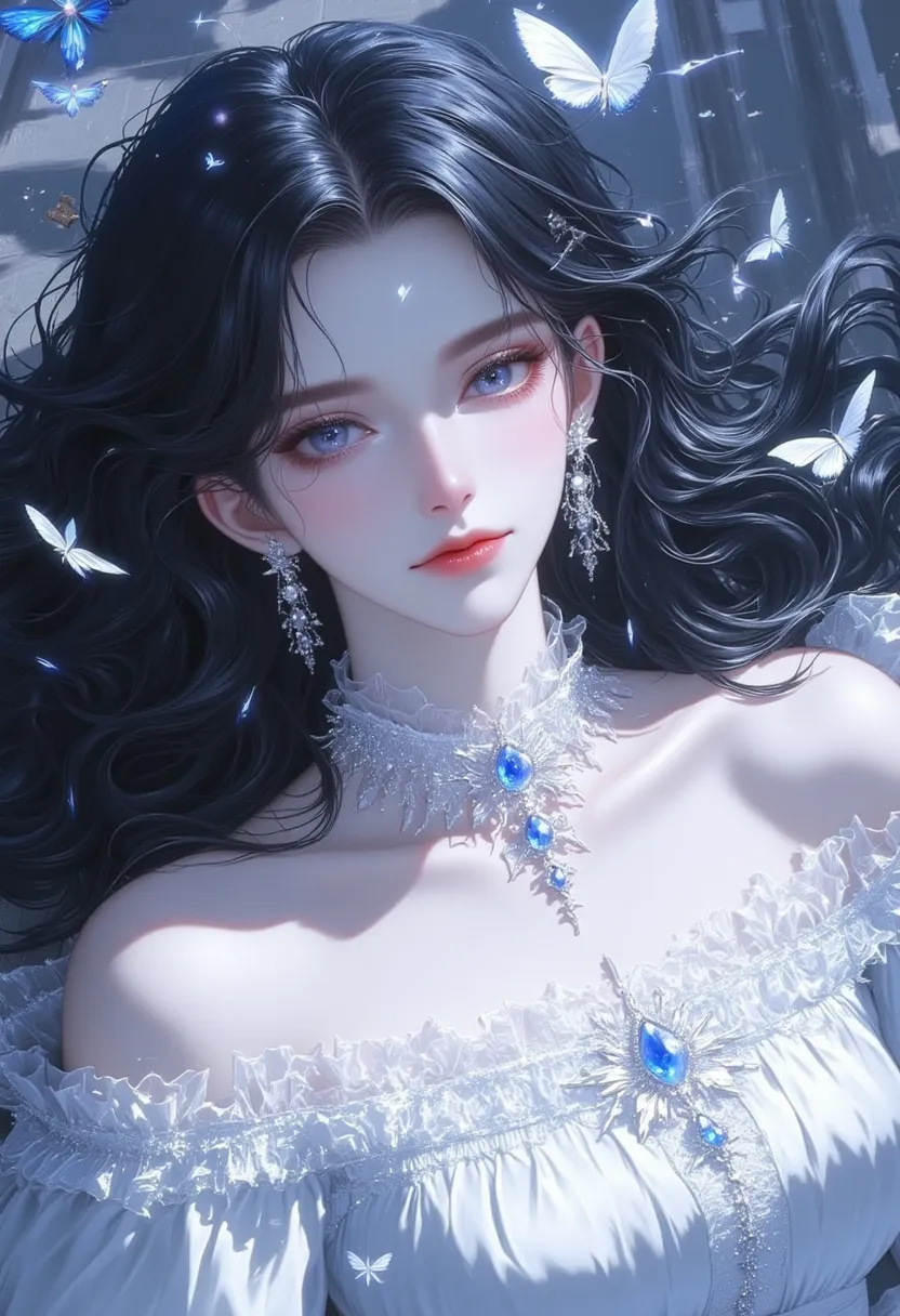 impasto, cool manga style, high quality, extremely detailed, extremely delicate line, amazing color, masterpiece, 1 woman, lean, fit, beautiful black hair, sharp eyes, lower-sanpaku eyes, slightly parted lips, handsome, fashionable clothes, lying on the st...