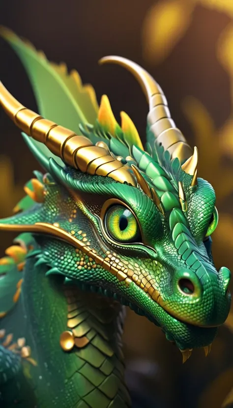 
A flying dragon dark green dragon body.has amber bead-like pupils，Wisdom and majesty flickers in its eyes，Eyes as clear as gems，with a thin golden pattern scattered on the iris。Dragon's Purpose Close-up，hidden between beautiful flowers and leaves，glmaour ...