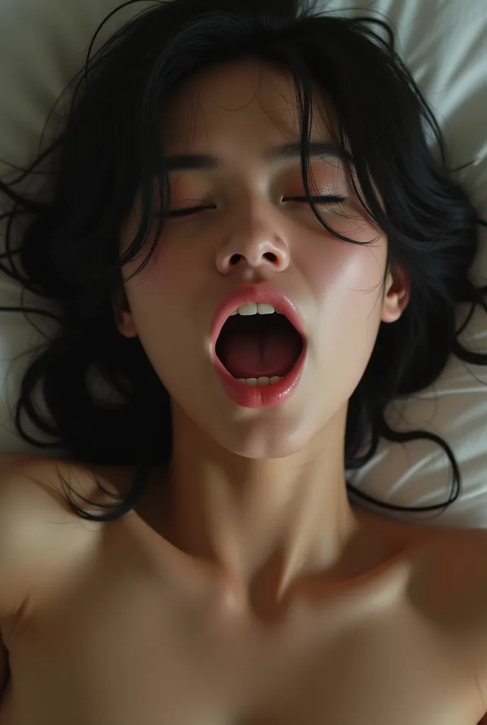 Naked Asian drooling