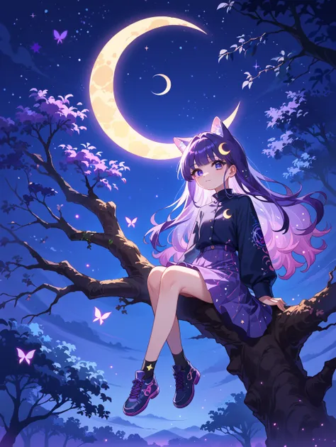  score_9,  score_8_up,  score_7_up, source_anime,
1 girl, mixed Korean , kpop idol, Surreal night view, silhouette , crescent moon in the sky, Purple Hughes,Starry Night,Dreamy Atmosphere,Shining Edges, mystical ,high contrast,Ethereal Light,