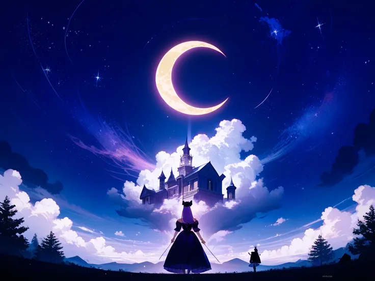  score_9,  score_8_up,  score_7_up, source_anime,
1 girl, mixed Korean , kpop idol, Surreal night view, silhouette , crescent moon in the sky, Purple Hughes,Starry Night,Dreamy Atmosphere,Shining Edges, mystical ,high contrast,Ethereal Light,