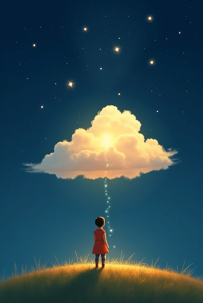 Ali was a  who loved watching the stars before sleeping. One night, he saw a strange glowing cloud in the sky. As he was about to sleep, the cloud slowly came down and stopped near him.

The cloud gently said, "Ali, would you like to go on a magical journe...