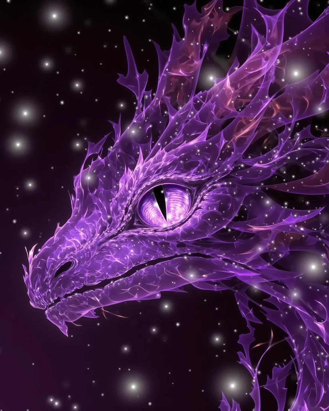 A Dragon's Eye, luminous,  translucent, light particles, purple theme, (masterpiece, best quality:1.2) 