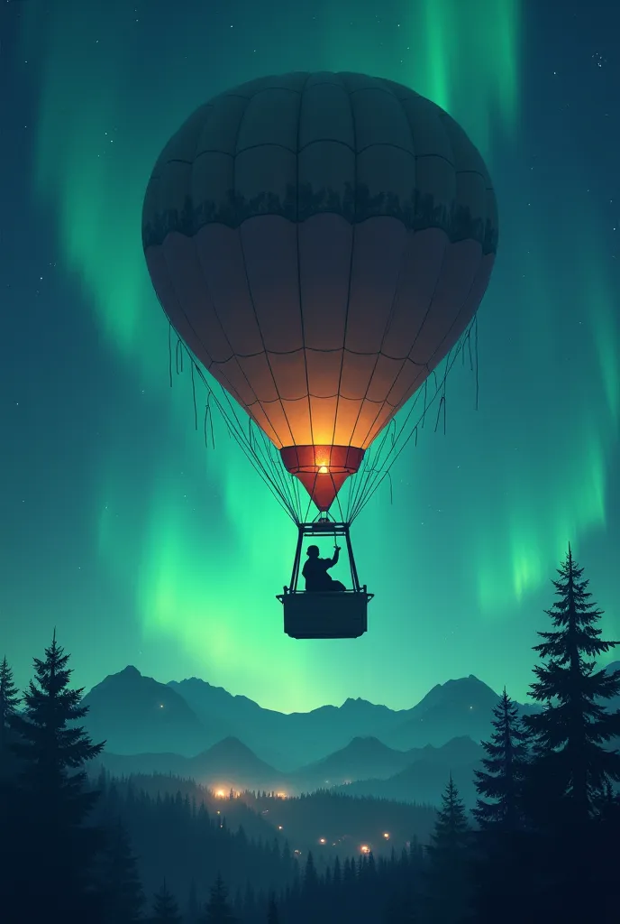 A balloon ride during the Northern Lights as stars fall from the sky