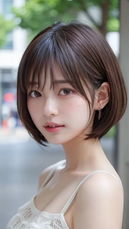 ( bob cut hair:1.2),(wearing a camisole:1.2),1 girl, Japanese, 28 years old ,(small breasts:1.3),(Best Quality,masterpiece:1.3,super A high resolution,),(Ultra High Resolution,caustics),(PHOTOREALISTIC:1.4,RAW shooting,)super realistic capture,very well de...