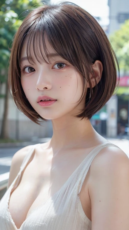 ( bob cut hair:1.2),(wearing a camisole:1.2),1 girl, Japanese, 28 years old ,(small breasts:1.3),(Best Quality,masterpiece:1.3,super A high resolution,),(Ultra High Resolution,caustics),(PHOTOREALISTIC:1.4,RAW shooting,)super realistic capture,very well de...