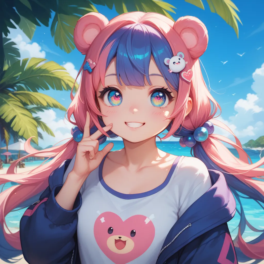 super cute, cute, kawaii, very cute, Minnoş, sweetness sister, big bright eyes, very cute, cute or cute, colorfully dressed with colorful hair with colorful eyes, hyper realistic chibi is an anime girl, wearing pi number themed things special for pi day.