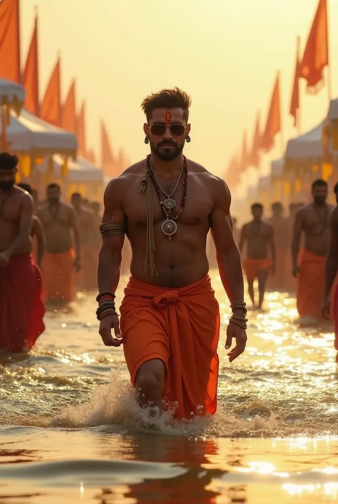 Bollywood hero take dip in sacred mahakumbh holy dip