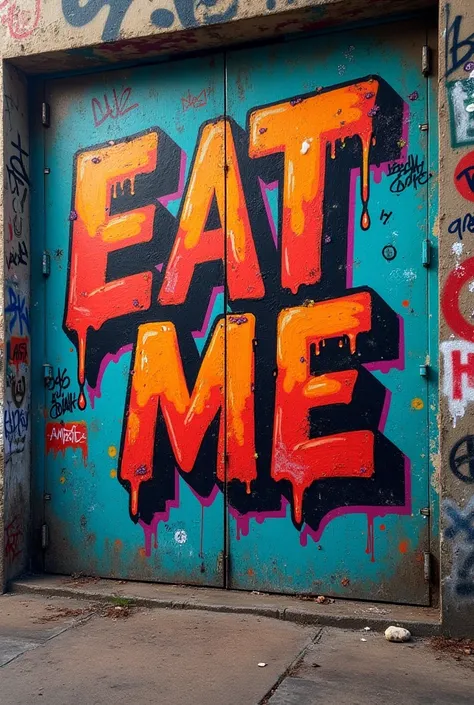 Wall with “Eat Me” Graf