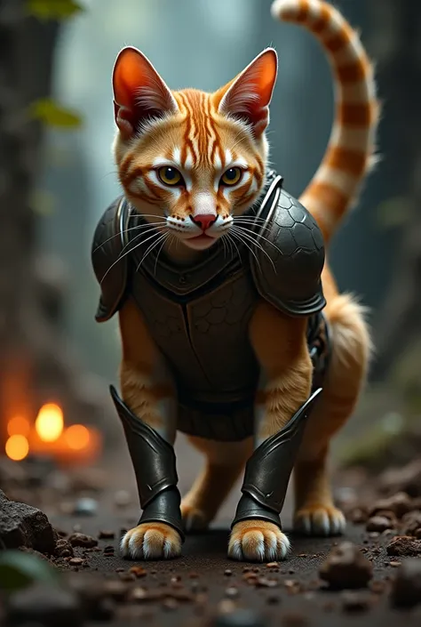 Semi-human cat with light armor and daggers
