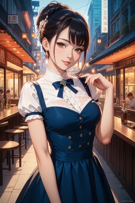 Draw a Japanese person who works as a hostess、An illustration of a Japanese girl with sex appeal