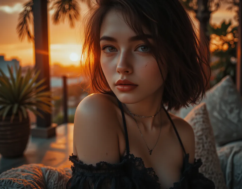 cute goth south korean girl, fair complexion face, slim figure, revealing clothes, cute clothes, shirt and shorts (aesthetically pleasing cinematic composition and dramatic lighting) (epic perspective) *(fill-flash photography)* (muted amber colored skies,...