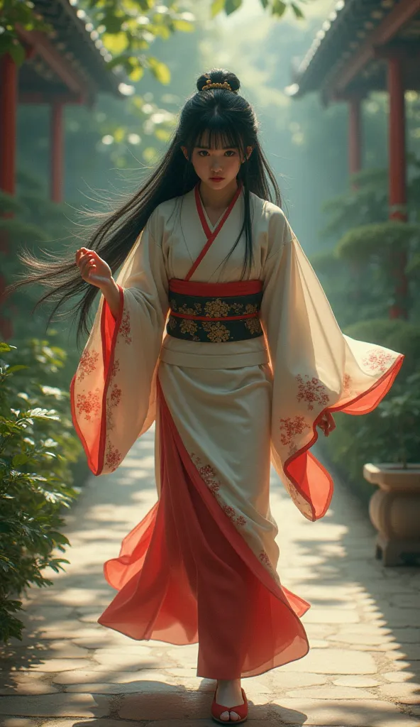 Name: Hana
Appearance: Traditional kimono, long, straight black hair, large, expressive eyes.
Game: "Akai hono, midori no hono, ichi ni san!" (Red light, green light, one two three!)
Personality: Serious, mysterious, with elegant and precise movements.