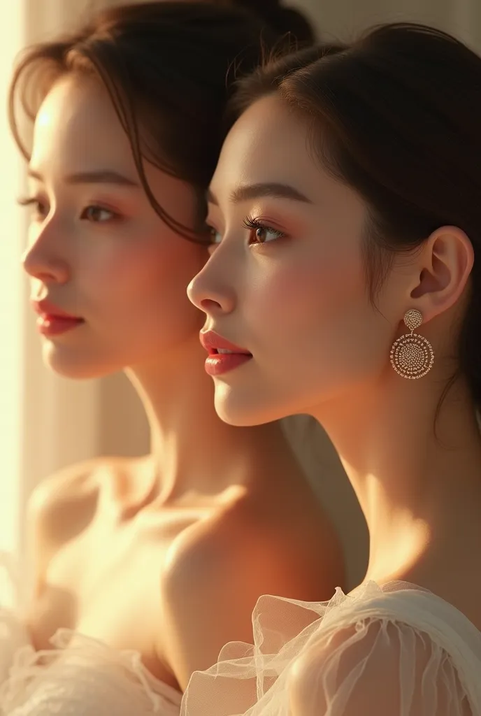 pretty women with simple earrings 