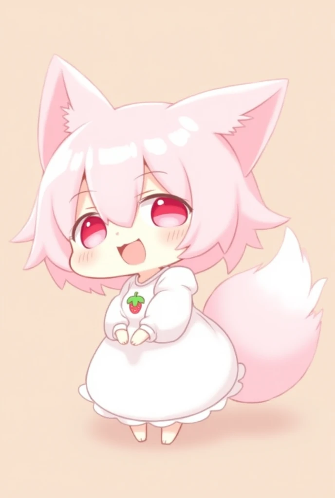 score_9, score_8_up, score_7_up, score_6_up, score_5_up, score_4_up, little fox, *** girlfox, sakura fur, face similar to Diane Foxington, , with hair, pink hair, short hair, pink eyes, cute , alone, white dress, dress with strawberry pattern, open mounth,...