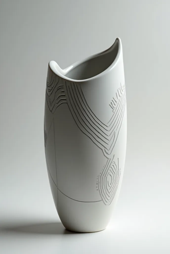 Futuristic vase with relief on modern with wide mouth 