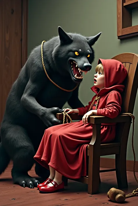 Do the wolf by tying Little Red Riding Hood to the chair with a rope inside your grandmother's house 