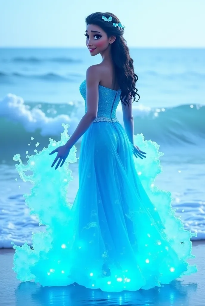 

1. *Fusion of Elsa and Moana*: Imagine Elsa, with her icy powers, teaming up with Moana. The fusion character wears a blend of Moana’s traditional Polynesian attire and Elsa’s regal, icy gown, with a glowing blue aura emanating from her hands. She stands...