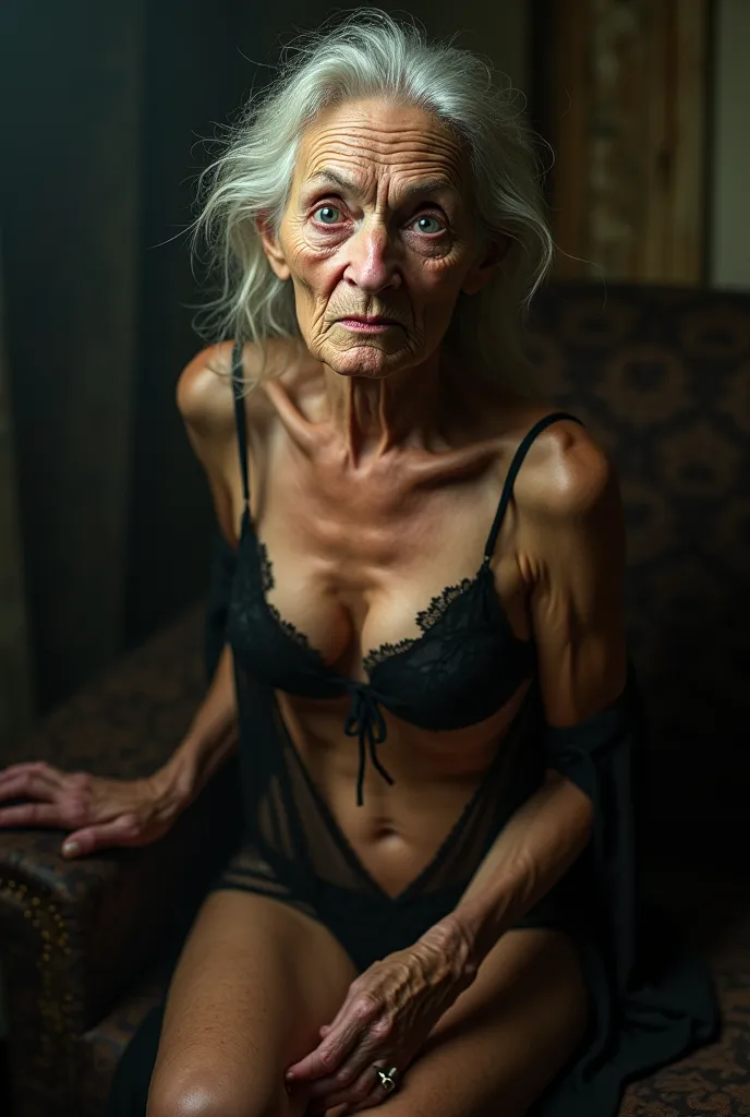 Very old woman in sexy lingerie