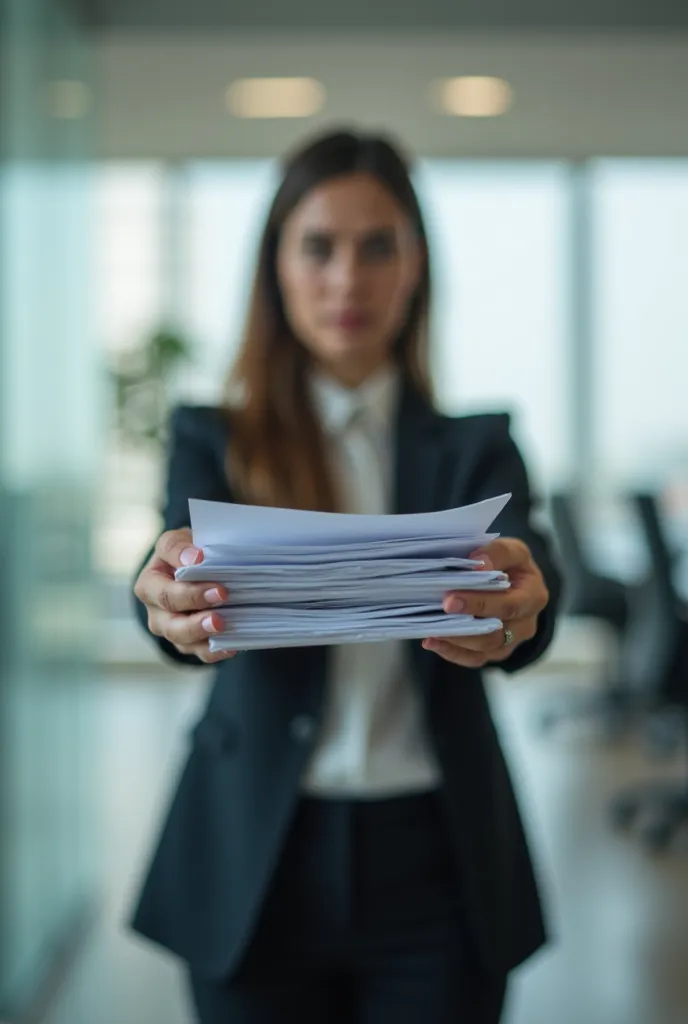 holding papers. and showing it to the viewer 