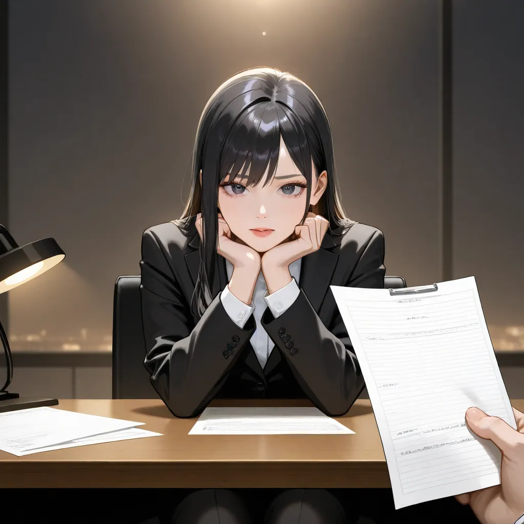 girl,  company, secretary,  suit, office,  office, document,  chic, black hair