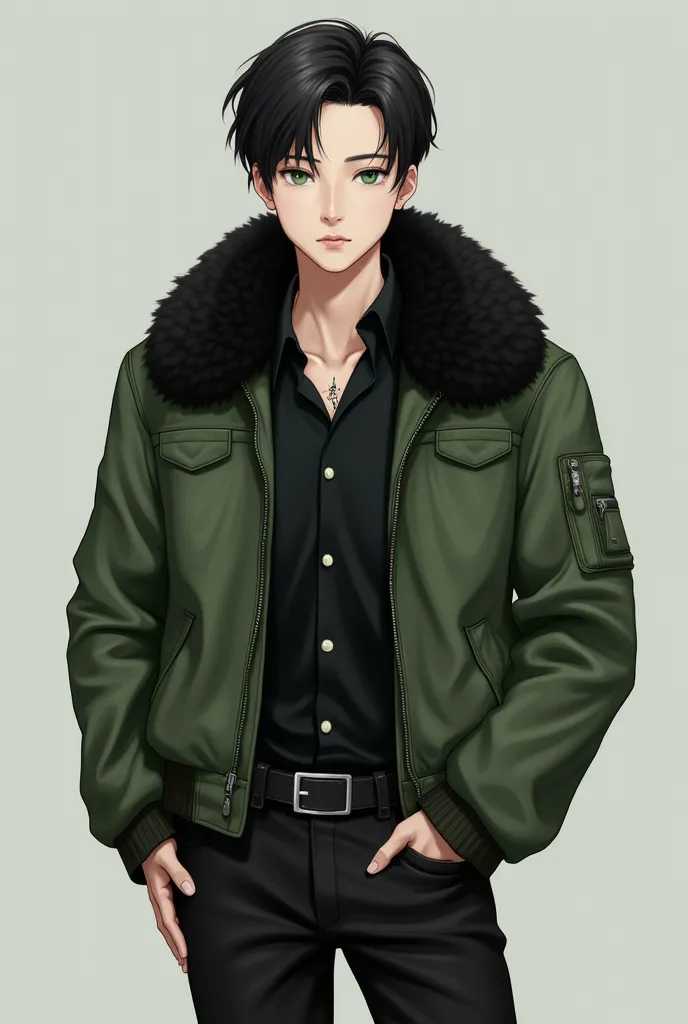 Gender: Male.
Race: Human of Asian descent.
Age: 26 year old 
Height: 179 cm 
Appearance: Black short hair neatly styled.
Dark green eyes.
Smooth, fair complexion - a light, lustrous pale skin tone.
Athletic male build and frame.
Fashion style is classic, ...