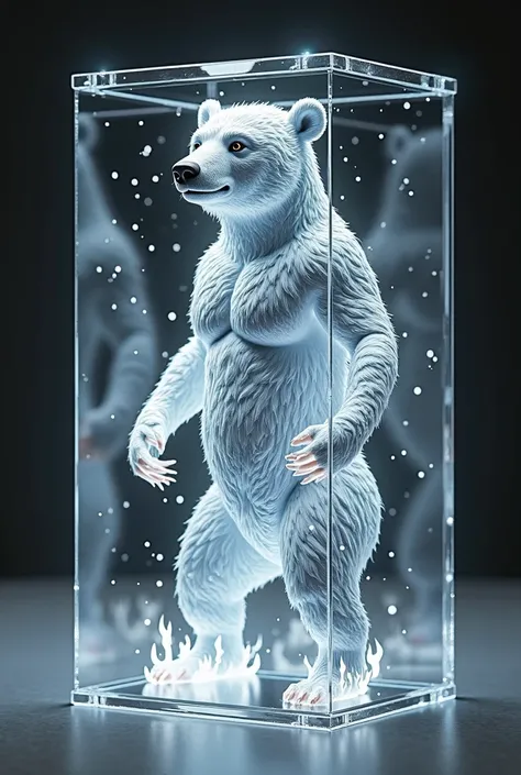 Fire bear inside a glass block