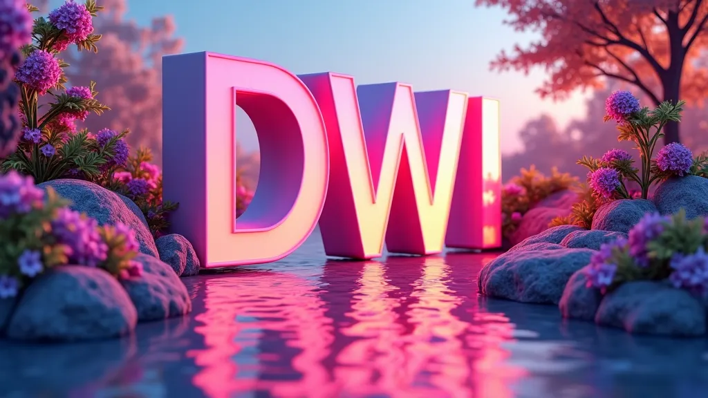 Bright and beautiful 3D background design with capital letters DW 1991