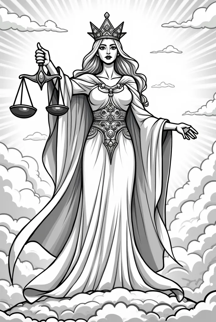 Black cartoon of the Goddess of Justice