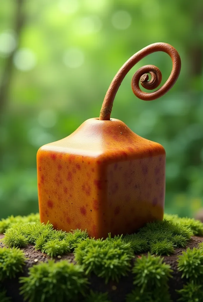 Make a brown cube FRUIT with a monkey tail