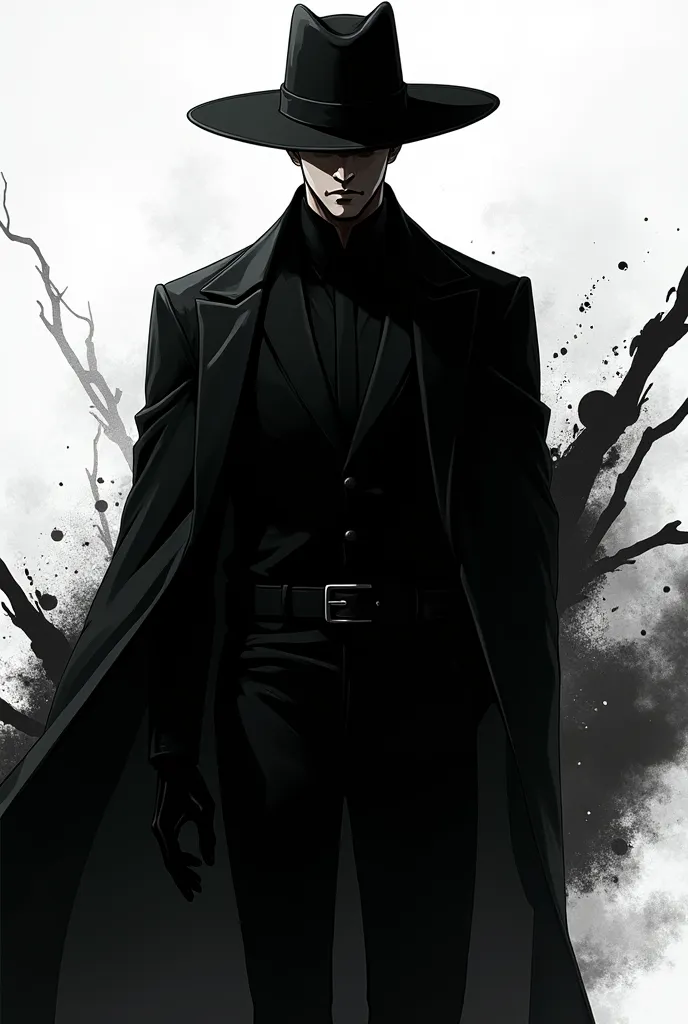 Black Hat,black smokin white splash,black pants,anime,men,serious face,perfect face