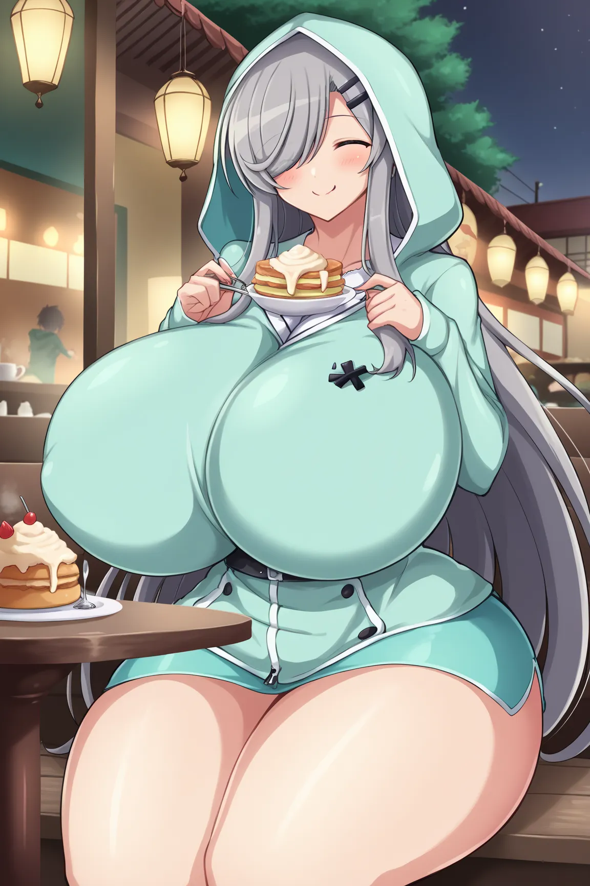 yaegashi nan, senran kagura, senran kagura burst, senran kagura new link,Inazuma , ,, gigantic breasts, gigantic ass, giant thighs, Prompt: masterpiece, score_9, score_8_up, score_7_up, source_anime BREAK 1girl,shiny skin, huge breasts, wide hips, thick th...